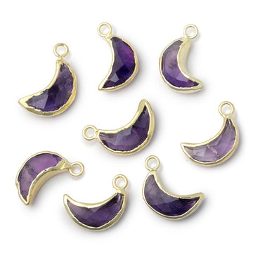 11x5mm Gold Leafed Amethyst Faceted Crescent Moon 1 Pendant (ONLINE ORDER ONLY)