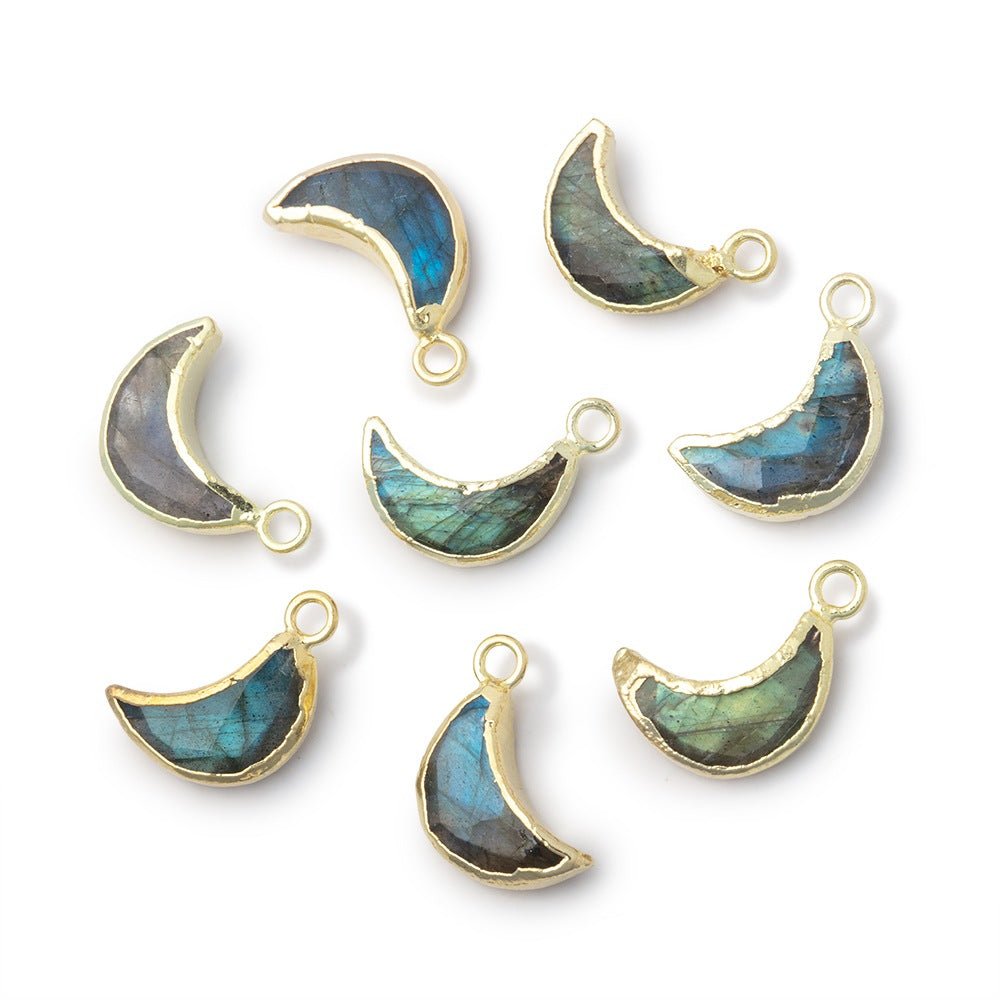 11x5mm Gold Leafed Labradorite Crescent Moon 1 Pendant (ONLINE ORDER ONLY)