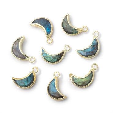 11x5mm Gold Leafed Labradorite Crescent Moon 1 Pendant (ONLINE ORDER ONLY)