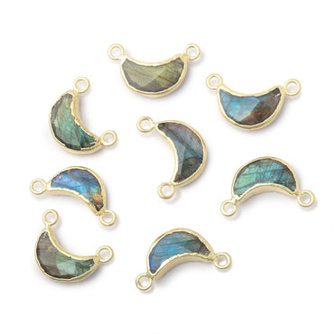 11x5mm Gold Leafed Labradorite Faceted Crescent Moon 1 Connector (ONLINE ORDER ONLY)