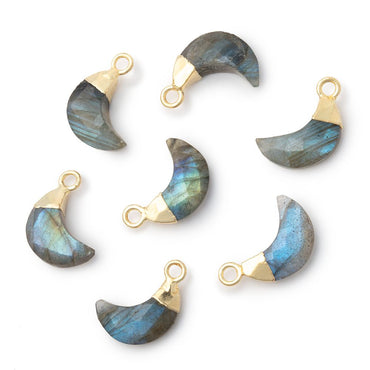 11x5mm Gold Leafed Labradorite Faceted Crescent Moon 1 Pendant (ONLINE ORDER ONLY)