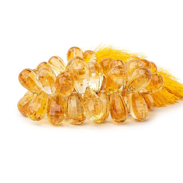 11x6-16x8mm Citrine Checkerboard Faceted Tear Drop Beads 6.25 inch 51 pieces (ONLINE ORDER ONLY)
