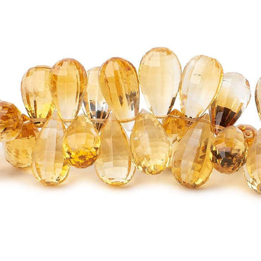 11x6-16x8mm Citrine Checkerboard Faceted Tear Drop Beads 6.25 inch 51 pieces (ONLINE ORDER ONLY)
