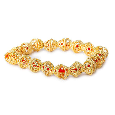 11x6mm 22kt Gold Plated Copper Bead Cap with Circular Pattern 8 inch 34 pieces (ONLINE ORDER ONLY)