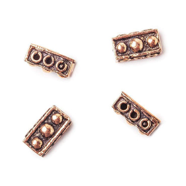 11x6x5mm Copper 3 hole Connector Bar with 3 Bead Design Set of 4 (ONLINE ORDER ONLY)