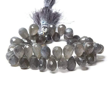 11x7-12x9mm Dark Platinum Grey Moonstone tear drop briolette 7.5 inch 45 Beads (ONLINE ORDER ONLY)