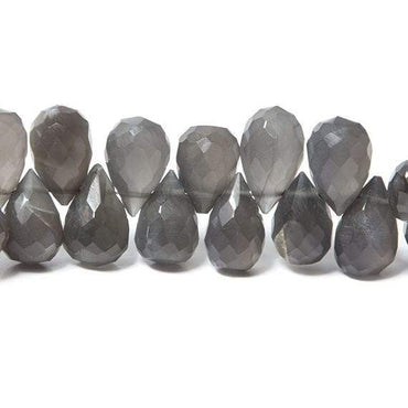 11x7-12x9mm Dark Platinum Grey Moonstone tear drop briolette 7.5 inch 45 Beads (ONLINE ORDER ONLY)