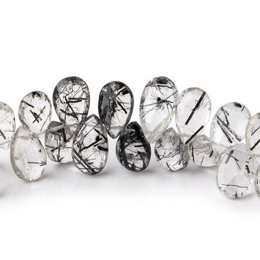 11x7-13x7mm Black Tourmalinated Quartz Faceted Pears 7.5 inch 48 beads (ONLINE ORDER ONLY)