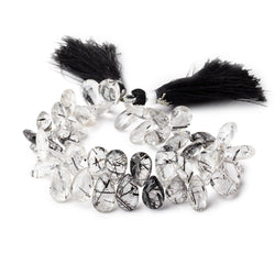 11x7-13x7mm Black Tourmalinated Quartz Faceted Pears 7.5 inch 48 beads (ONLINE ORDER ONLY)