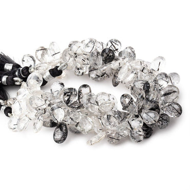11x7-13x7mm Black Tourmalinated Quartz Faceted Pears 7.5 inch 48 beads (ONLINE ORDER ONLY)