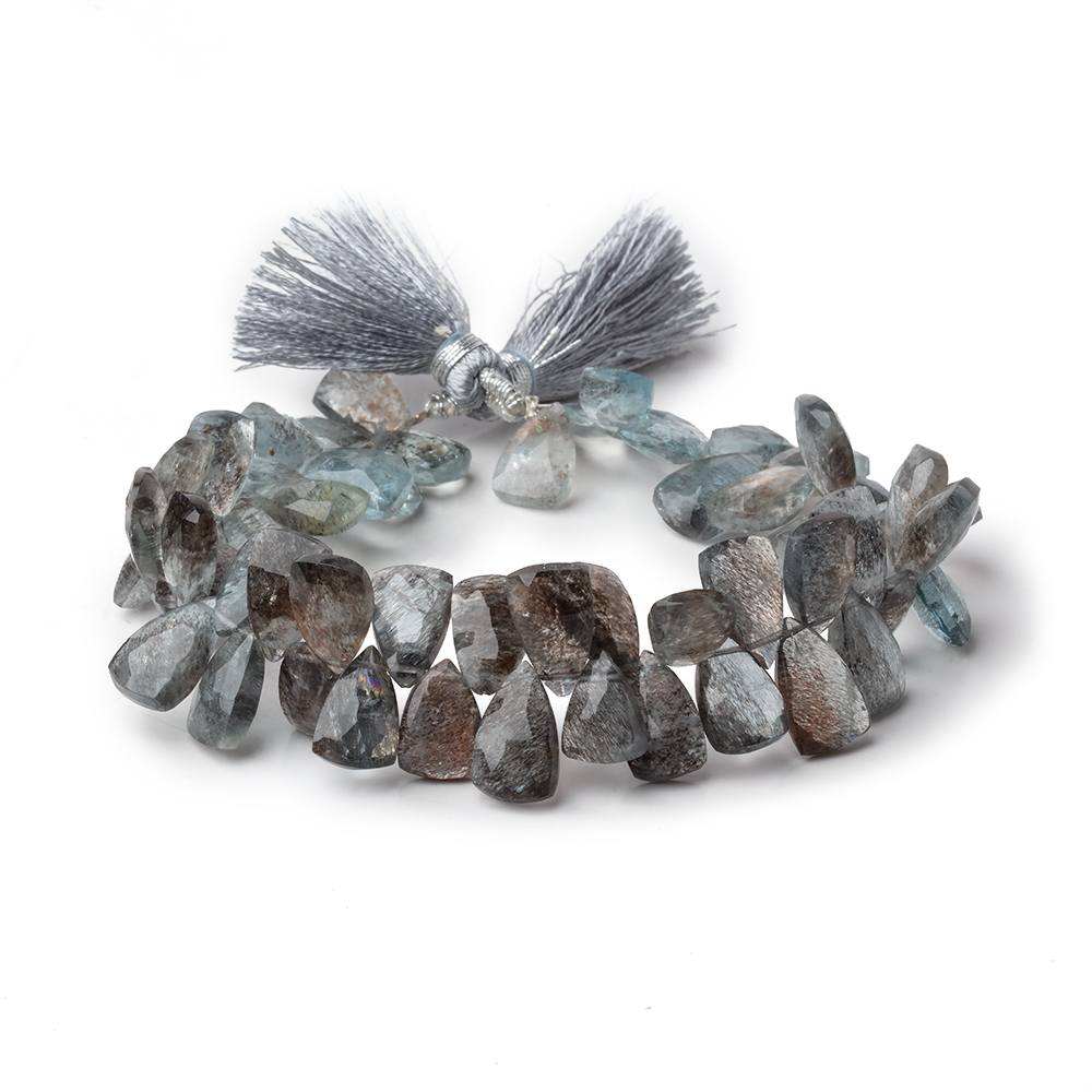 11x7-13x8mm Copper Moss Aquamarine Top Drilled Faceted Points 7.5 inch 56 Beads AAA (ONLINE ORDER ONLY)