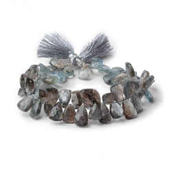 11x7-13x8mm Copper Moss Aquamarine Top Drilled Faceted Points 7.5 inch 56 Beads AAA (ONLINE ORDER ONLY)