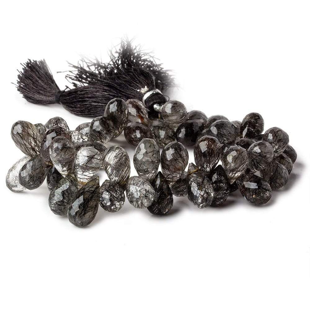 11x7-14x7mm Tourmalinated Quartz Tear Drop Briolettes 8 inch 55 beads A (ONLINE ORDER ONLY)