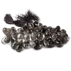 11x7-14x7mm Tourmalinated Quartz Tear Drop Briolettes 8 inch 55 beads A (ONLINE ORDER ONLY)