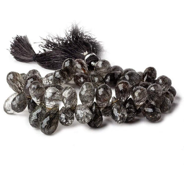 11x7-14x7mm Tourmalinated Quartz Tear Drop Briolettes 8 inch 55 beads A (ONLINE ORDER ONLY)