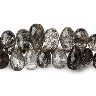 11x7-14x7mm Tourmalinated Quartz Tear Drop Briolettes 8 inch 55 beads A (ONLINE ORDER ONLY)