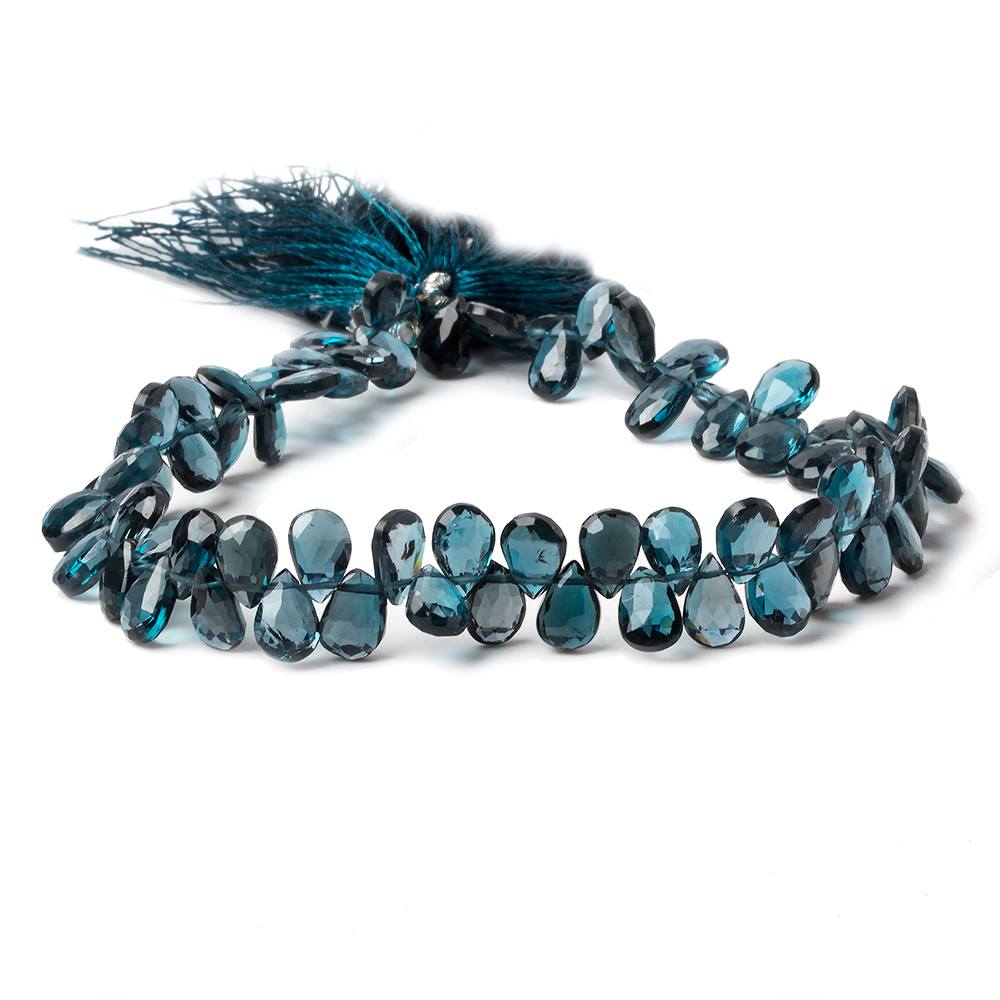 11x7-15x8mm London Blue Topaz faceted pear beads 8 inch 52 pieces AAA (ONLINE ORDER ONLY)