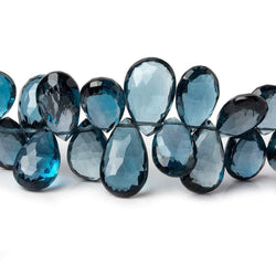 11x7-15x8mm London Blue Topaz faceted pear beads 8 inch 52 pieces AAA (ONLINE ORDER ONLY)