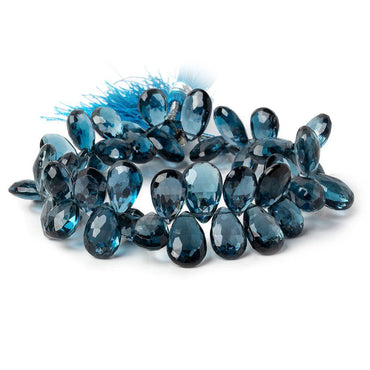 11x7-15x8mm London Blue Topaz faceted pear beads 8 inch 52 pieces AAA (ONLINE ORDER ONLY)