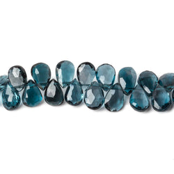 11x7-15x8mm London Blue Topaz faceted pear beads 8 inch 52 pieces AAA (ONLINE ORDER ONLY)
