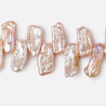 11x7-20x7mm Peach Top Drilled Biwa Freshwater Pearls 15 inch 75 pcs AA (ONLINE ORDER ONLY)