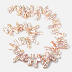 11x7-20x7mm Peach Top Drilled Biwa Freshwater Pearls 15 inch 75 pcs AA (ONLINE ORDER ONLY)
