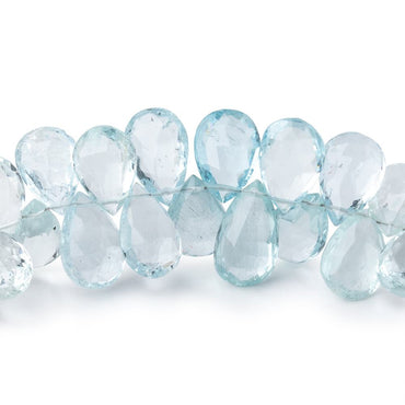 11x7mm Aquamarine Faceted Pear Beads 8 inch 63 beads AA (ONLINE ORDER ONLY)