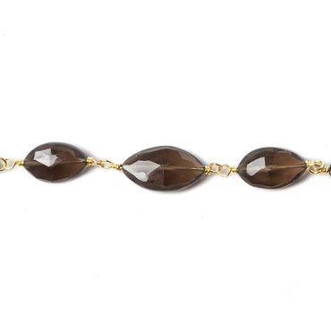 11x7mm Smoky Quartz faceted oval Gold Chain by the foot 19 pieces (ONLINE ORDER ONLY)