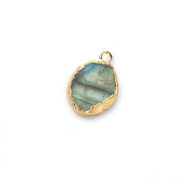 12x10-15x13mm Gold Leafed Labradorite Oval Slice Focal Pendant 1 piece (ONLINE ORDER ONLY)