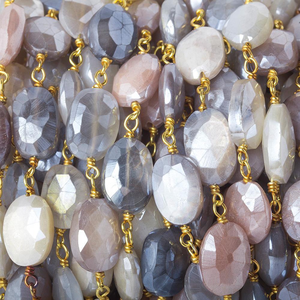 11x8-12x8mm Silver Mystic Multi Moonstone faceted oval Vermeil Chain by the foot 19 beads (ONLINE ORDER ONLY)