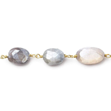 11x8-12x8mm Silver Mystic Multi Moonstone faceted oval Vermeil Chain by the foot 19 beads (ONLINE ORDER ONLY)