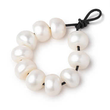 11x8-12x9mm Creamy White Large Hole Button Pearls Set of 10 (ONLINE ORDER ONLY)