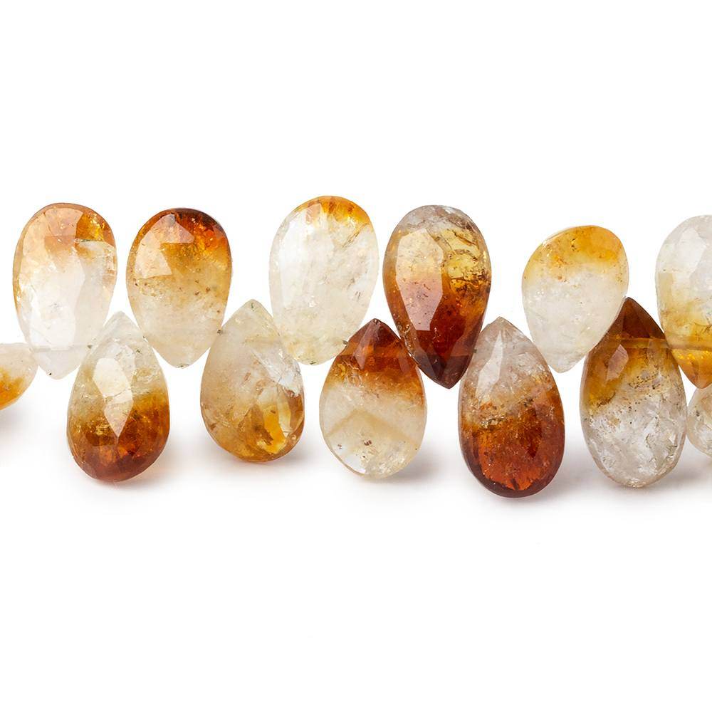 11x8-13x8mm Bi Color Citrine Faceted Pear Beads 8 inch 41 pieces AA Grade (ONLINE ORDER ONLY)