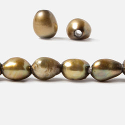 11-13 mm Pea Green Baroque 2.5mm large hole Pearls 15 in. (ONLINE ORDER ONLY)