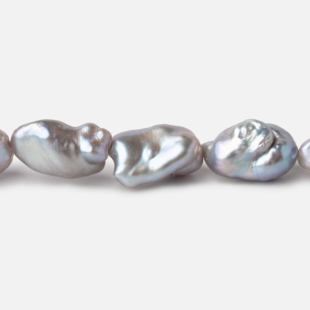 11x8-14x7mm Silver Keshi Straight Drilled Freshwater Pearls 16 inch 28 Beads (ONLINE ORDER ONLY)