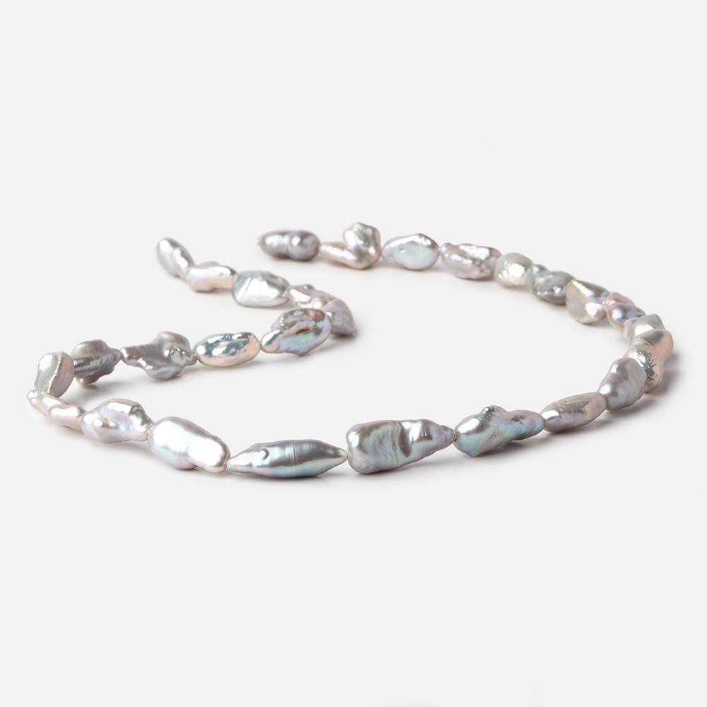 11x8-14x7mm Silver Keshi Straight Drilled Freshwater Pearls 16 inch 28 Beads (ONLINE ORDER ONLY)