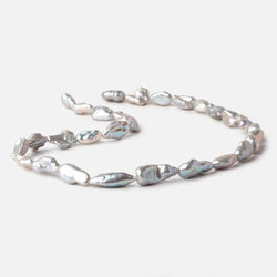 11x8-14x7mm Silver Keshi Straight Drilled Freshwater Pearls 16 inch 28 Beads (ONLINE ORDER ONLY)