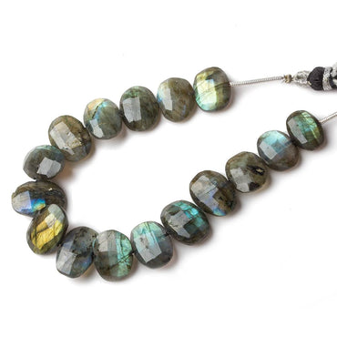 11x8-14x9mm Labradorite side drilled Faceted Cushion beads 6 inch 16 pieces (ONLINE ORDER ONLY)