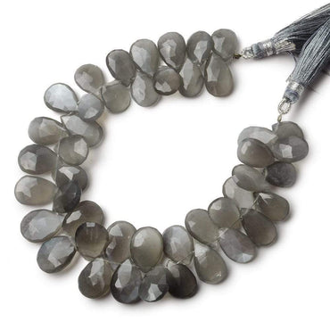11x8-15x10mm Platinum Grey Moonstone Faceted Pear Beads 7.5 inch 43 pieces A (ONLINE ORDER ONLY)