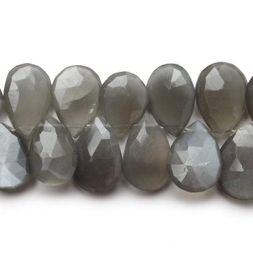 11x8-15x10mm Platinum Grey Moonstone Faceted Pear Beads 7.5 inch 43 pieces A (ONLINE ORDER ONLY)