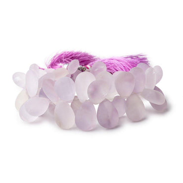 11x8-16x12mm Frosted Pink Amethyst Plain Pear Beads 8 inch 53 pieces (ONLINE ORDER ONLY)