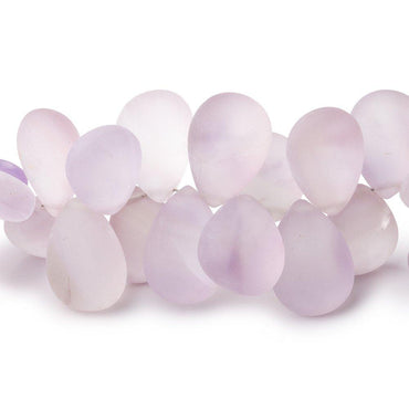 11x8-16x12mm Frosted Pink Amethyst Plain Pear Beads 8 inch 53 pieces (ONLINE ORDER ONLY)