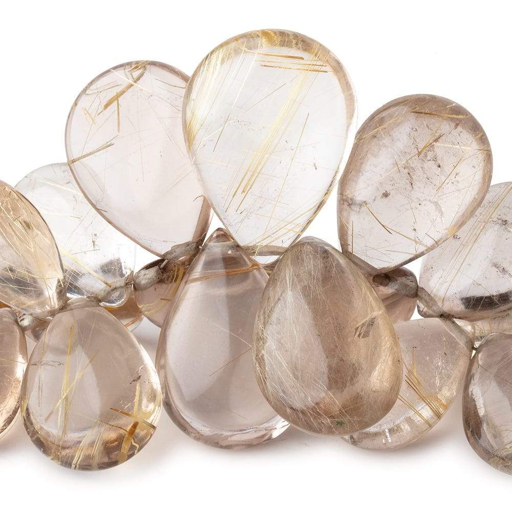 11x8-27x19mm Rutilated Quartz Plain Pear Beads 5 inch 30 pieces AA (ONLINE ORDER ONLY)