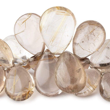 11x8-27x19mm Rutilated Quartz Plain Pear Beads 5 inch 30 pieces AA (ONLINE ORDER ONLY)