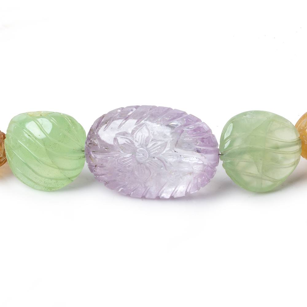 11x8-30x20mm Multi Gemstone Hand Carved Nugget beads 16 inch 23 pieces AA (ONLINE ORDER ONLY)
