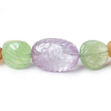 11x8-30x20mm Multi Gemstone Hand Carved Nugget beads 16 inch 23 pieces AA (ONLINE ORDER ONLY)