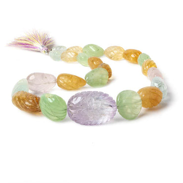 11x8-30x20mm Multi Gemstone Hand Carved Nugget beads 16 inch 23 pieces AA (ONLINE ORDER ONLY)