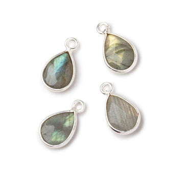11x8mm .925 Silver Bezel Labradorite Faceted Pear Focal Pendants Set of 4 pieces (ONLINE ORDER ONLY)