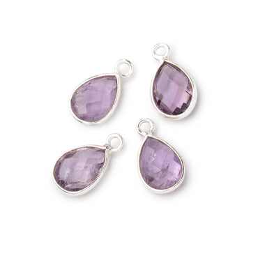 11x8mm .925 Silver Bezel Pink Amethyst Faceted Pear Focal Pendants Set of 4 pieces (ONLINE ORDER ONLY)