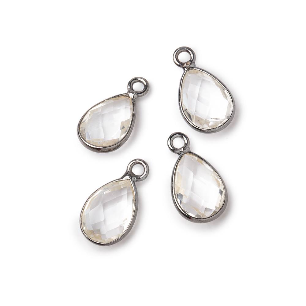 11x8mm Black Gold Bezel Crystal Quartz Faceted Pear Focal Pendants Set of 4 pieces (ONLINE ORDER ONLY)